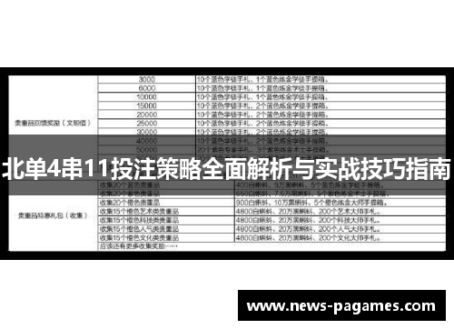 北单4串11投注策略全面解析与实战技巧指南